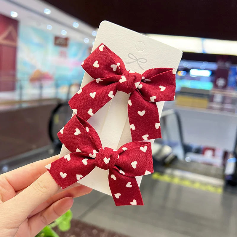 2 piezas nueva encantadora princesa lazo rojo horquillas para niña sombreros para niños horquillas pinzas para el cabello pasadores accesorios para el cabello encantadores