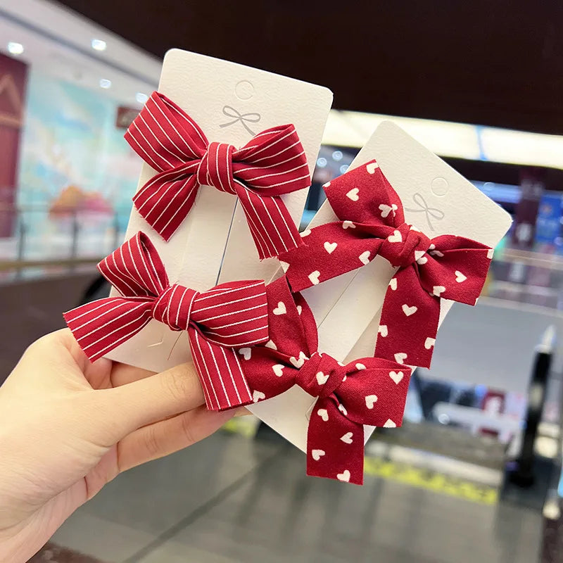 2 piezas nueva encantadora princesa lazo rojo horquillas para niña sombreros para niños horquillas pinzas para el cabello pasadores accesorios para el cabello encantadores