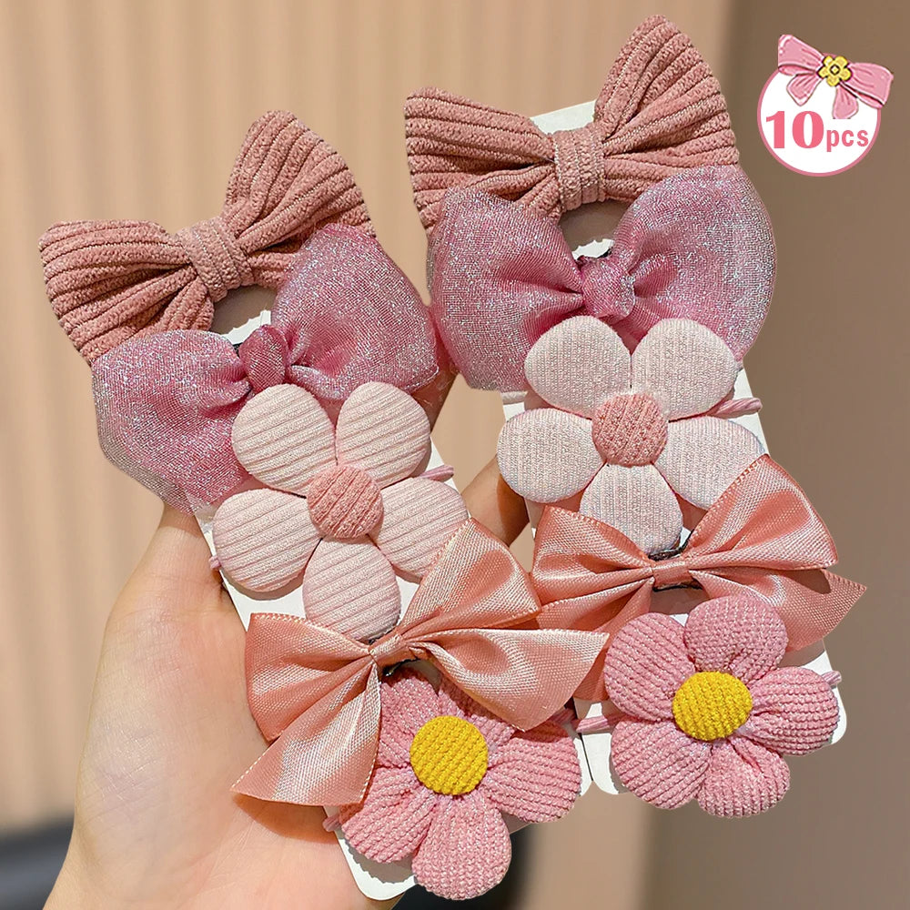 Paquete de 10 adorables lazos para el cabello rosas, regalo para niñas, adecuado para todas las ocasiones, accesorios para el cabello