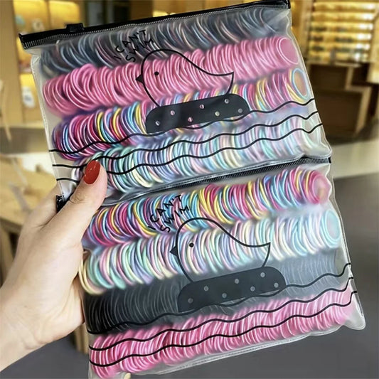 50/100/200/300pcs Lazos para el cabello lindos para niños y niñas - Lazos para el cabello de poliéster elástico colorido, elección ideal para regalos