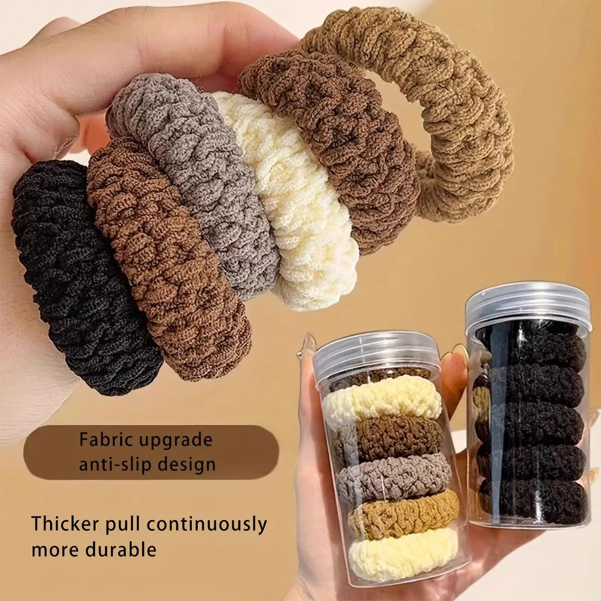 HairTies, coleteros duraderos de alta elasticidad: coleteros de punto grueso sin costuras en colores surtidos