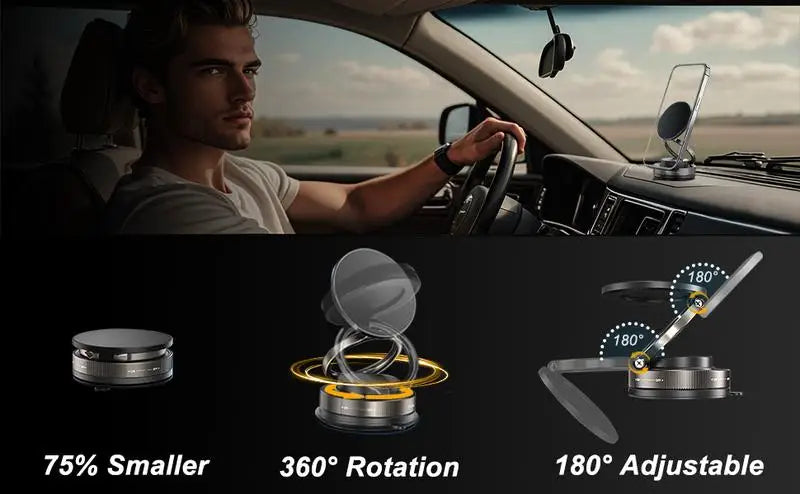 Soporte magnético para teléfono al vacío ajustable 360, soporte para teléfono con ventosa para Magsafe, soporte portátil para teléfono móvil para coches, maquillaje, gimnasio