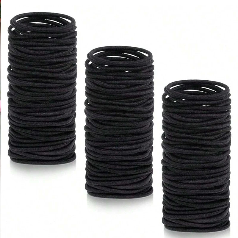 98/200 Uds. Lazos elásticos negros para el cabello para mujeres y niñas, cuerdas para el cabello, coleteros de Color sólido, accesorios para el cabello simples y duraderos para niñas