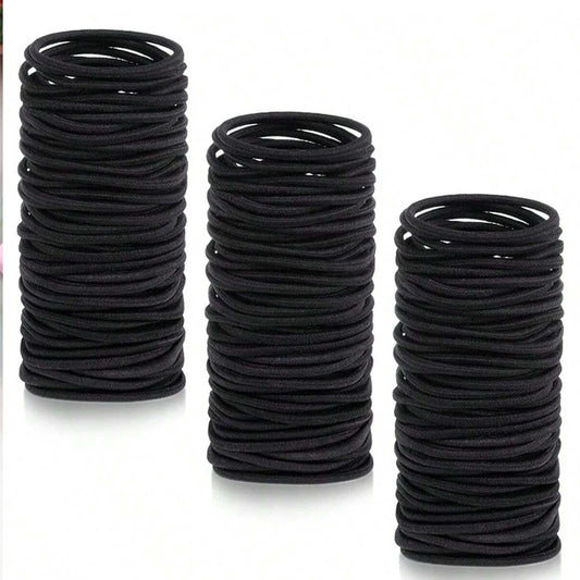 98/200 Uds. Lazos elásticos negros para el cabello para mujeres y niñas, cuerdas para el cabello, coleteros de Color sólido, accesorios para el cabello simples y duraderos para niñas