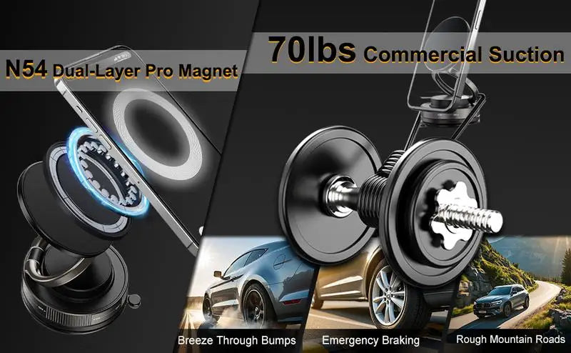 Soporte magnético para teléfono al vacío ajustable 360, soporte para teléfono con ventosa para Magsafe, soporte portátil para teléfono móvil para coches, maquillaje, gimnasio