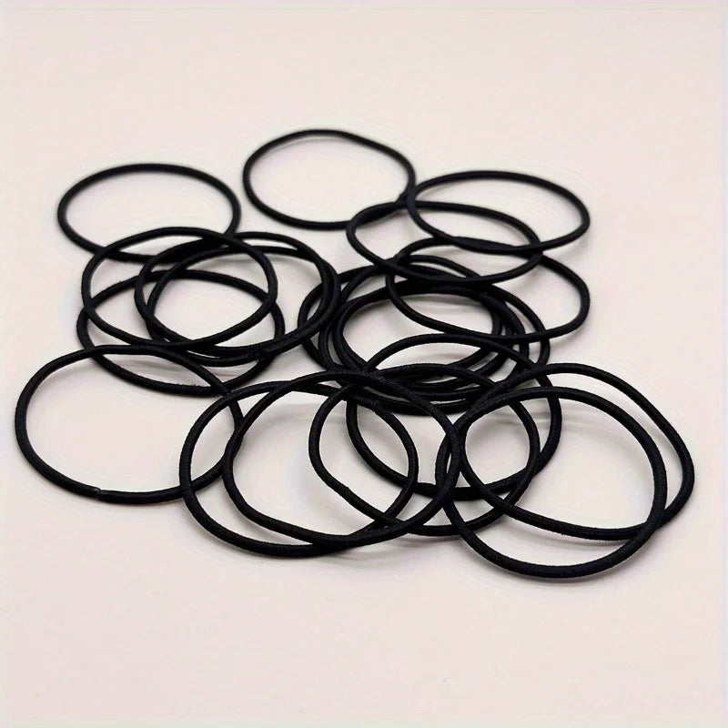 98/200 Uds. Lazos elásticos negros para el cabello para mujeres y niñas, cuerdas para el cabello, coleteros de Color sólido, accesorios para el cabello simples y duraderos para niñas