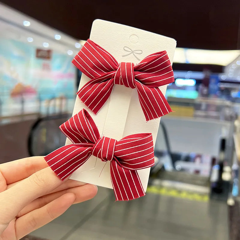 2 piezas nueva encantadora princesa lazo rojo horquillas para niña sombreros para niños horquillas pinzas para el cabello pasadores accesorios para el cabello encantadores