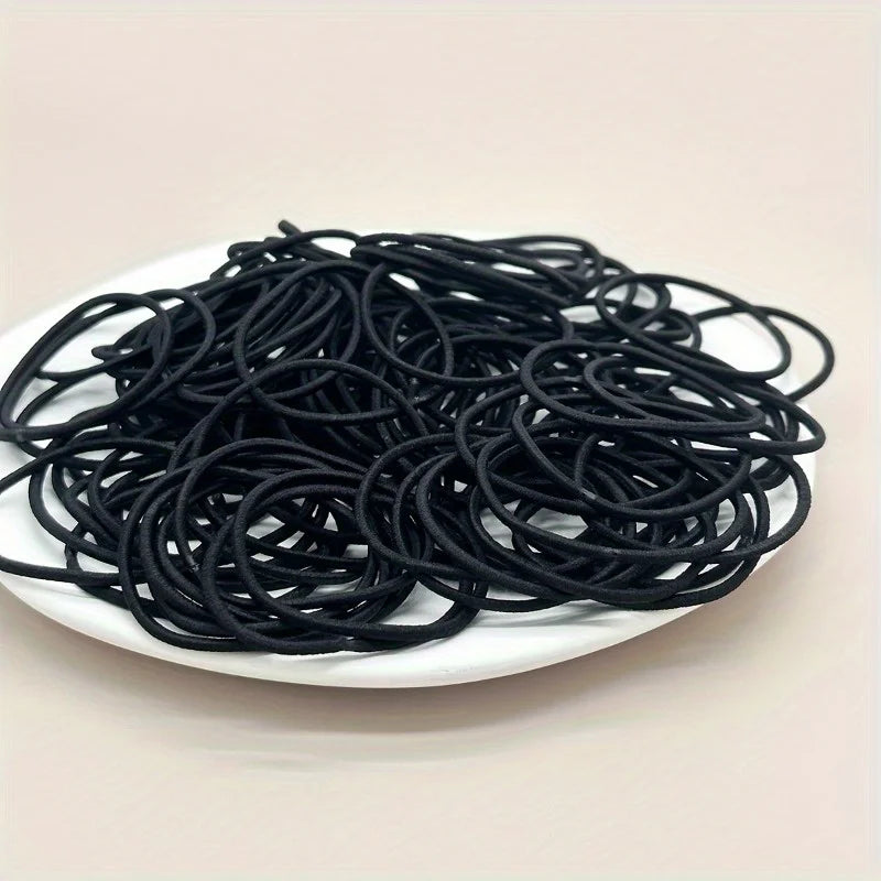 98/200 Uds. Lazos elásticos negros para el cabello para mujeres y niñas, cuerdas para el cabello, coleteros de Color sólido, accesorios para el cabello simples y duraderos para niñas